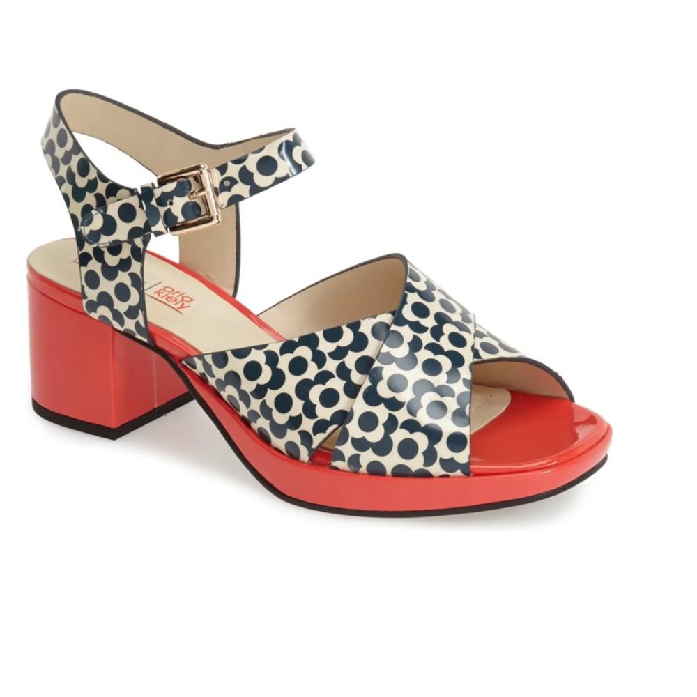 👀RARE Orla Kiely Clarks Ankle Strap Sandals 10 👡